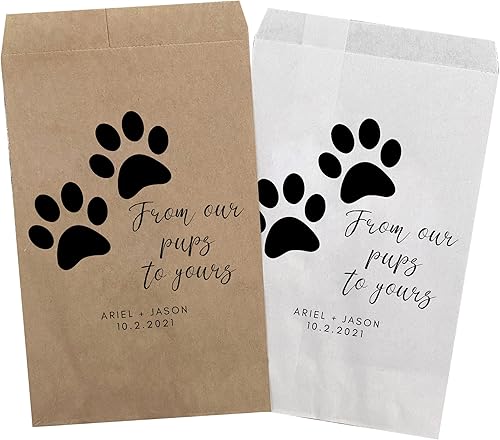Miniatura 2 de Bolsas de golosinas  Paquete de 40  De nuestros cachorros a los tuyos  Recuerdos personalizados  Personalizadas  5 pulgadas x 8.25 pulgadas  Papel