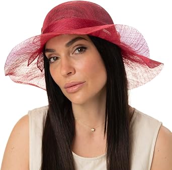 Seeberger Sinamay Wavy Brim Straw Hat Women red One Size, 6 3/4-7 1/8