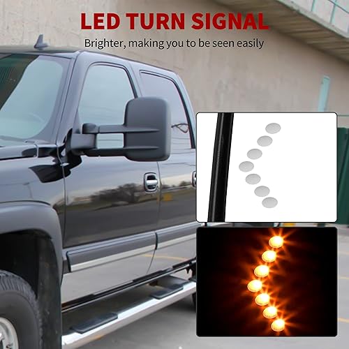 Miniatura 5 de YITAMOTOR Chevy Espejos de remolque para Chevrolet Silverado espejo lateral GMC Sierra par de espejos de remolque para modelo 2003-2007 con