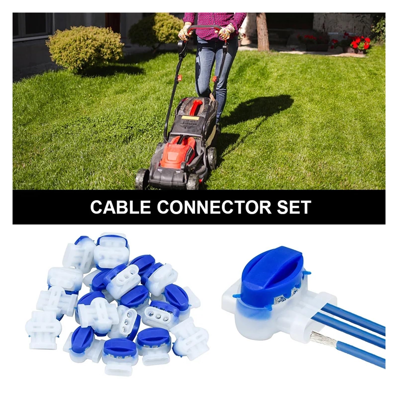 Accessori Per Tosaerba 10-100 pezzi Morsetti for cavi impermeabili Connettori for cavi for tosaerba automatici da giardino Blocchi terminali a 3 pori Tosaerba robotizzato Attrezzo