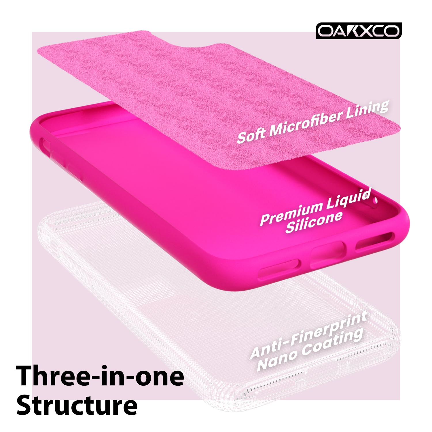 oakxco for iPhone 16 Pro Max Case Liquid Silicone, Soft Rubber Gel Elegant Aesthetic Basic Simple Cover, Cute Thin Slim TPU Matte Solid Color Plain Smooth Case for Women Girl, Light Pink — view 1454