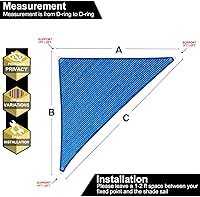 Vista 3 de Toldo triangular de 17 x 19 x 25.5 pies, color azul, con borde recto, toldo triangular para exteriores, cubierta para pérgola con bloqueo UV