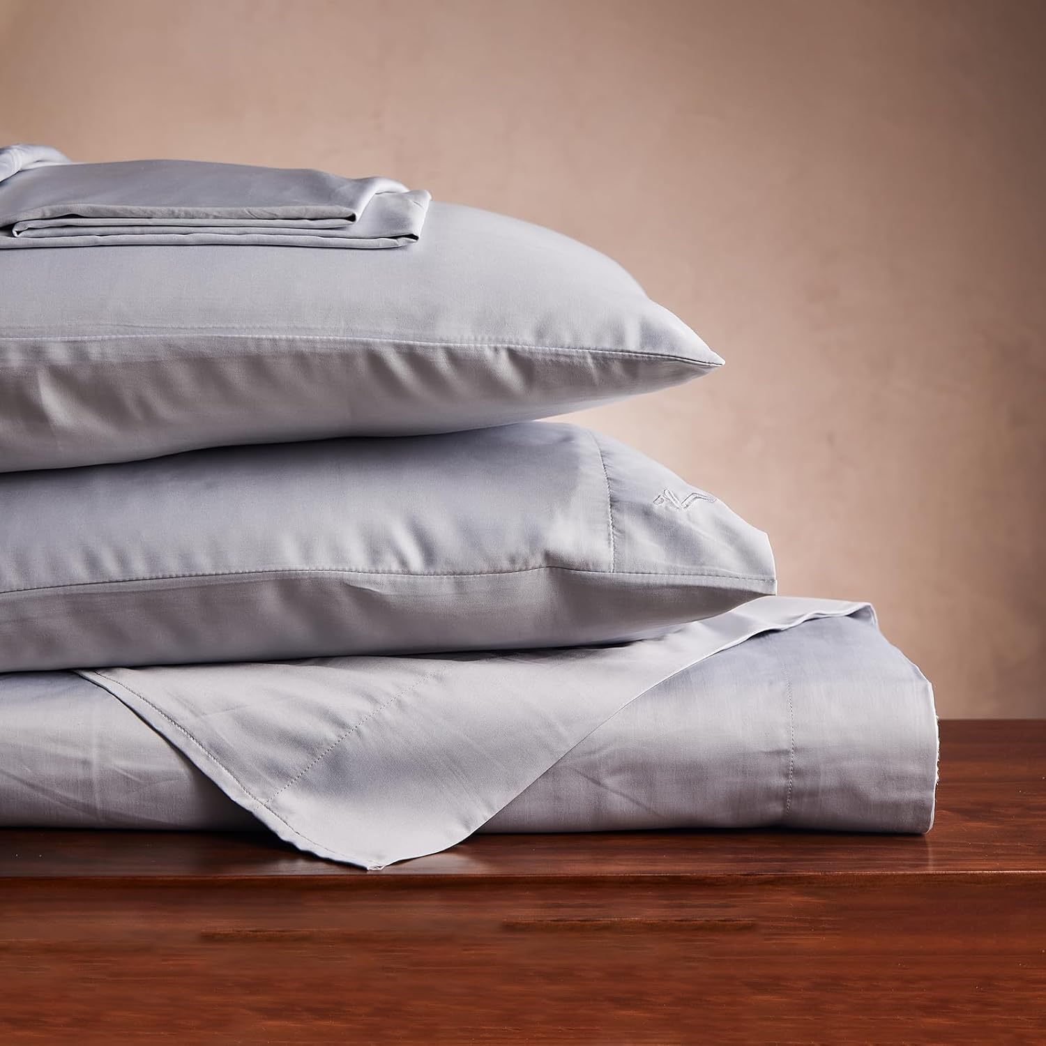 Queen Size Bed Sheets Set, 4 Piece Tencel Lyocell Eucalyptus Bedding Sheet, Deep Poket up to 14", Soft Luxury Cooling Breathable Silky, Queen, Grey - Thumbnail 2