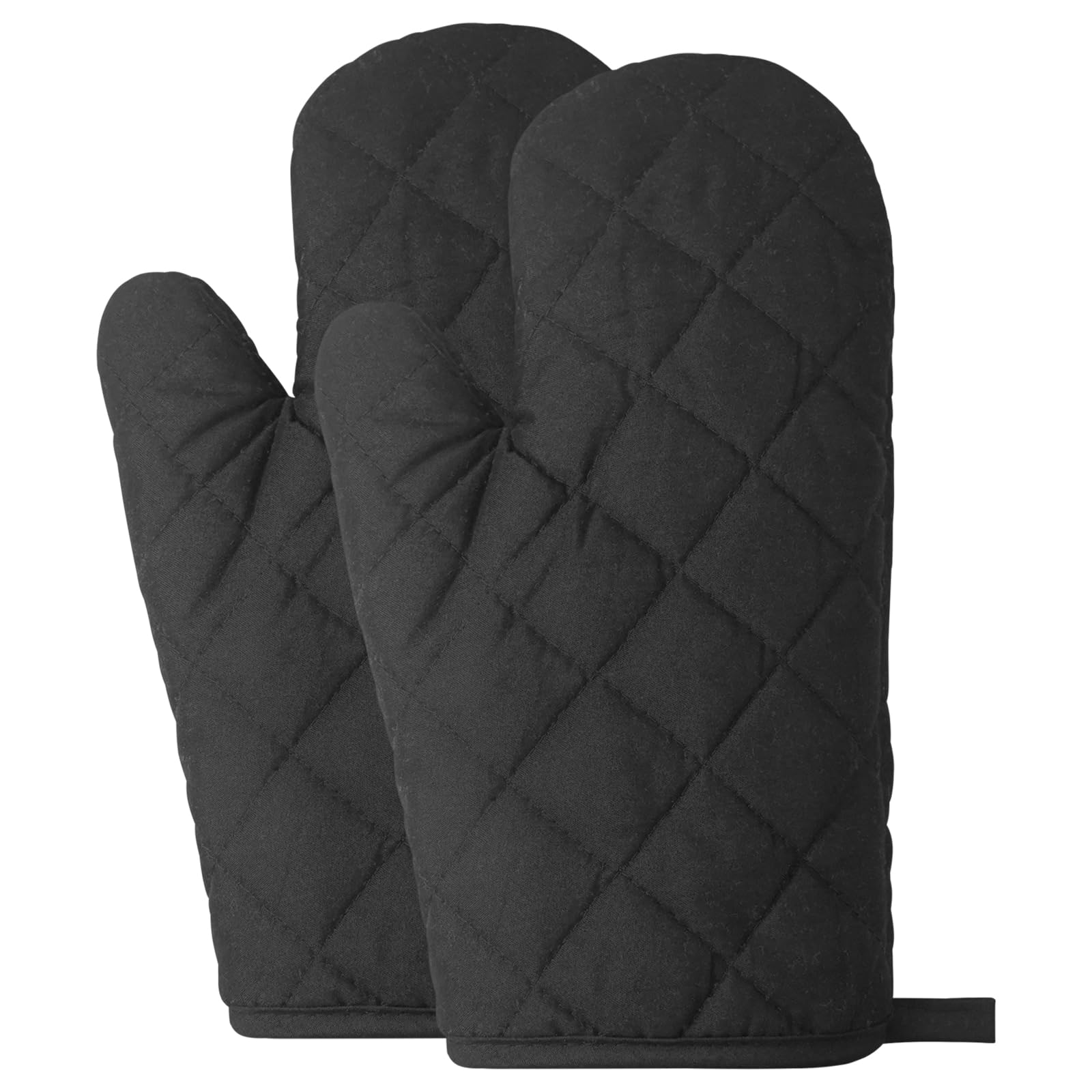 BuxiuGK Ovenwanten 27 x 16 cm, hittebestendig tot 250 °C, verdikt katoen, ovenhandschoenen, kookhandschoenen voor keuken, koken, bakken, grillen, barbecue, zwart, 2 stuks (1 paar BuxiuGK Ovenwanten 27 x 16 cm, hittebestendig tot 250 °C, verdikt katoen, ovenhandschoenen, kookhandschoenen voor keuken, koken, bakken, grillen, barbecue, zwart, 2 stuks (1 paar