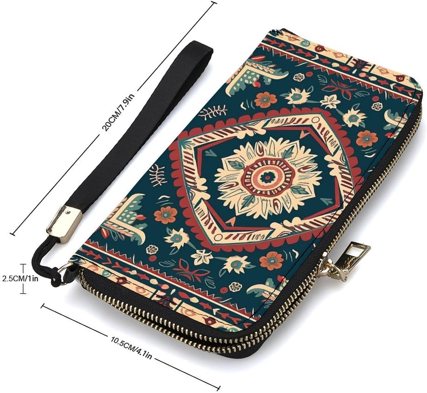 Gorgeously Patterns Wristlet Wallets for Women Leather Clutch Purses with Strap Coin Purse Rfid Credit Card Holder Long Slim Handbags