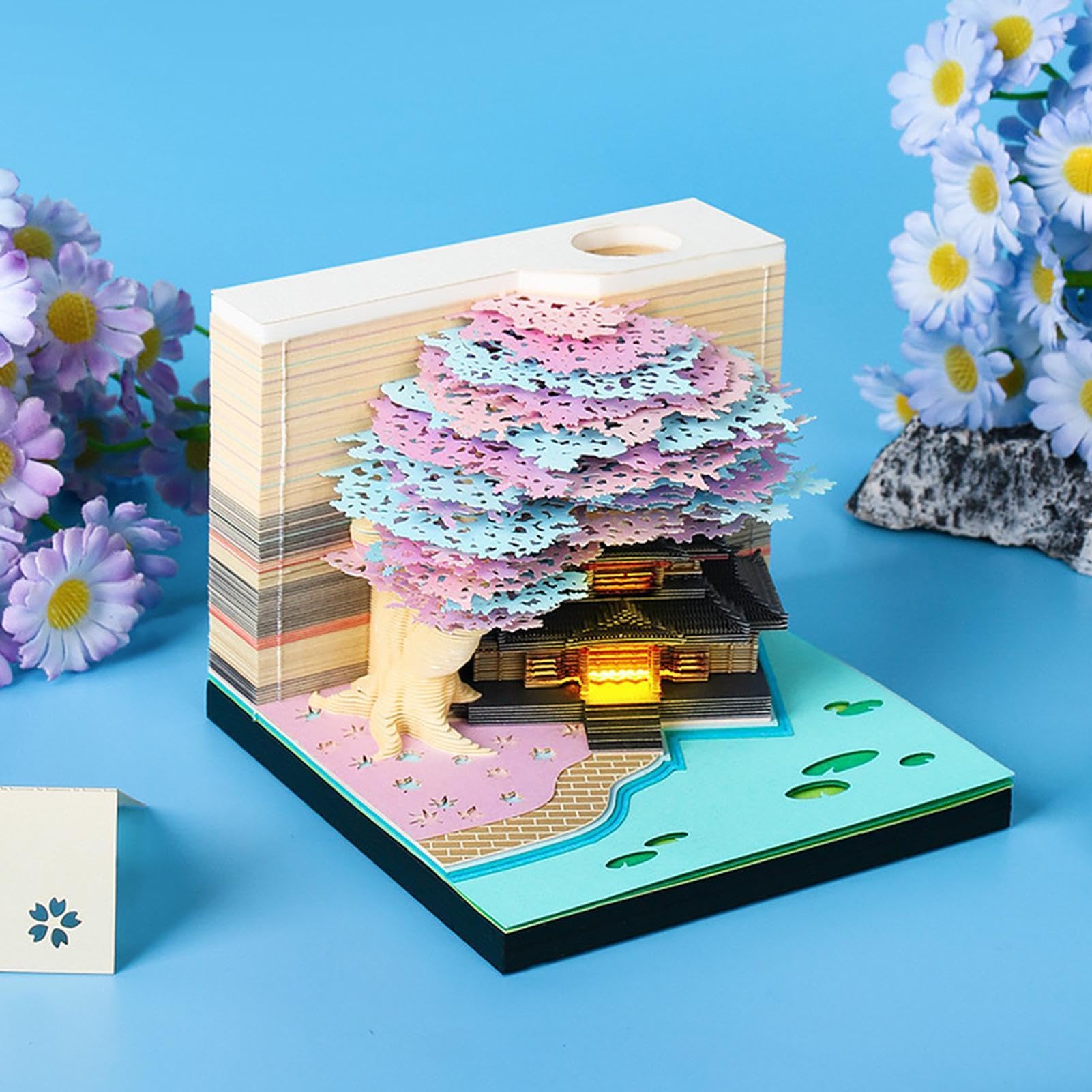 3D Kalender 2027 3D Schreibtisch Zeitmesser Schnitzerei Notiz-Block | Papier-Kalender-Skulptur Für Bücherregal, Homeoffice, Schule, Studentenwohnheim, Wohnung, Schlafzimmer, Wohnzimmer
