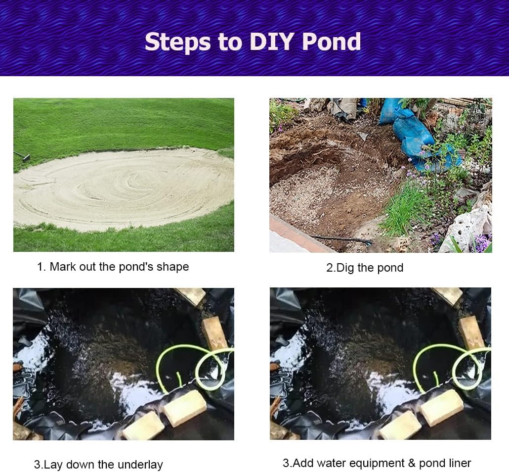 1-14 Wide 5-50 M Long Professional Pond Liners for Water Garden Waterfall Fountain Outdoor Ponds Streams, Easy Cutting Puncture Resistant(1x5m)