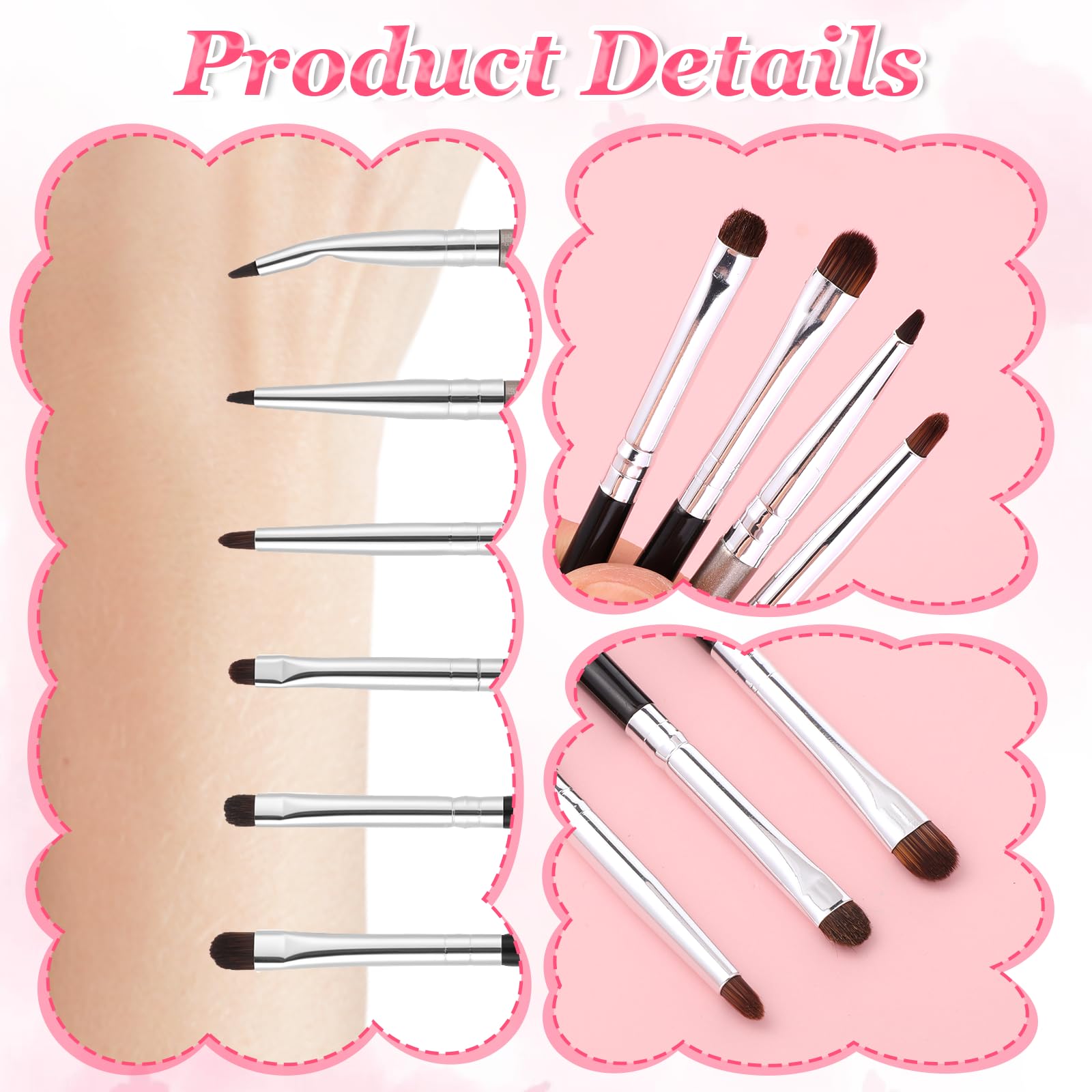 4 pinceles de maquillaje de ojos, minibrocha difuminadora para delineador de ojos, pequeños pinceles para sombra de ojos, polvos, gel, corrector en crema, iluminador, delineador de ojos, pincel de