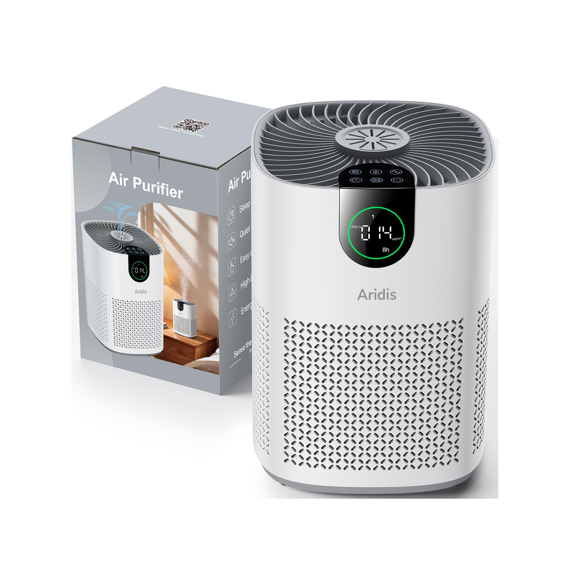 HEPA Luftreiniger Allergiker – Luftfilter für Schlafzimmer, Pollen, Allergien, Gerüche & Tierhaare, Air Purifier mit Aromatherapie, 7,2W, 3 Geschwindigkeiten, Geräuscharm Basismodell