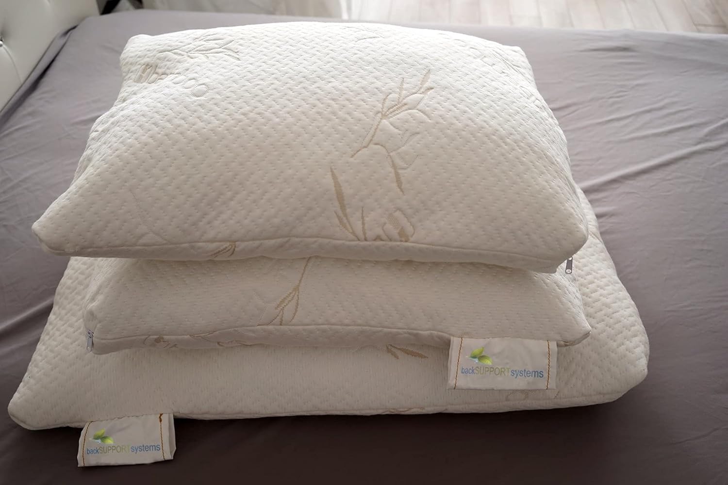 Back Support Systems Bamboo Pillow, Shredded Gel Memory Foam Pillow with Super Soft Bamboo Cover, Engineered for a Perfect Night Rest (Queen Size 20" x 26")