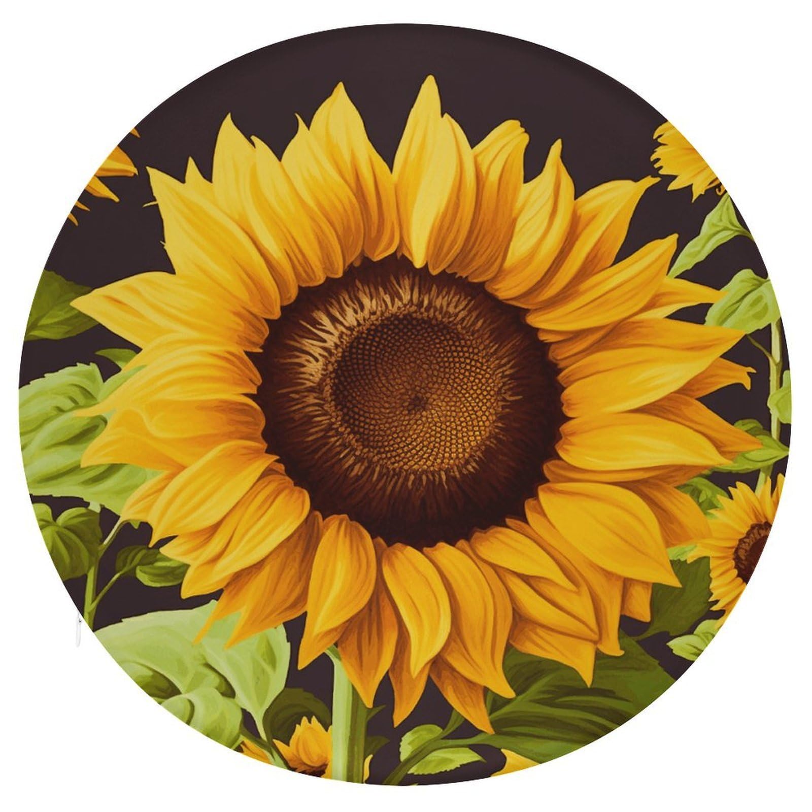 Wsoihfec Style Beautiful Sunflower1 Seat Cushion Round Chair Pad
