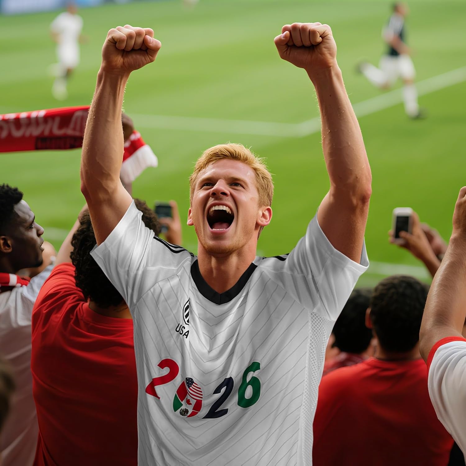 TeeTea Youth&Adult Soccer Jersey Size S-L, 2026 North America Soccer Cup T-Shirt, Soccer Fan Jersey Breathable, Team USA - Image 3