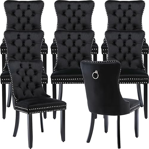 Miniatura 136 de Juego de 2 sillas de cocina y comedor de terciopelo, respaldo exterior capitoné, tapizadas en terciopelo, estructura de madera maciza (celeste, 2