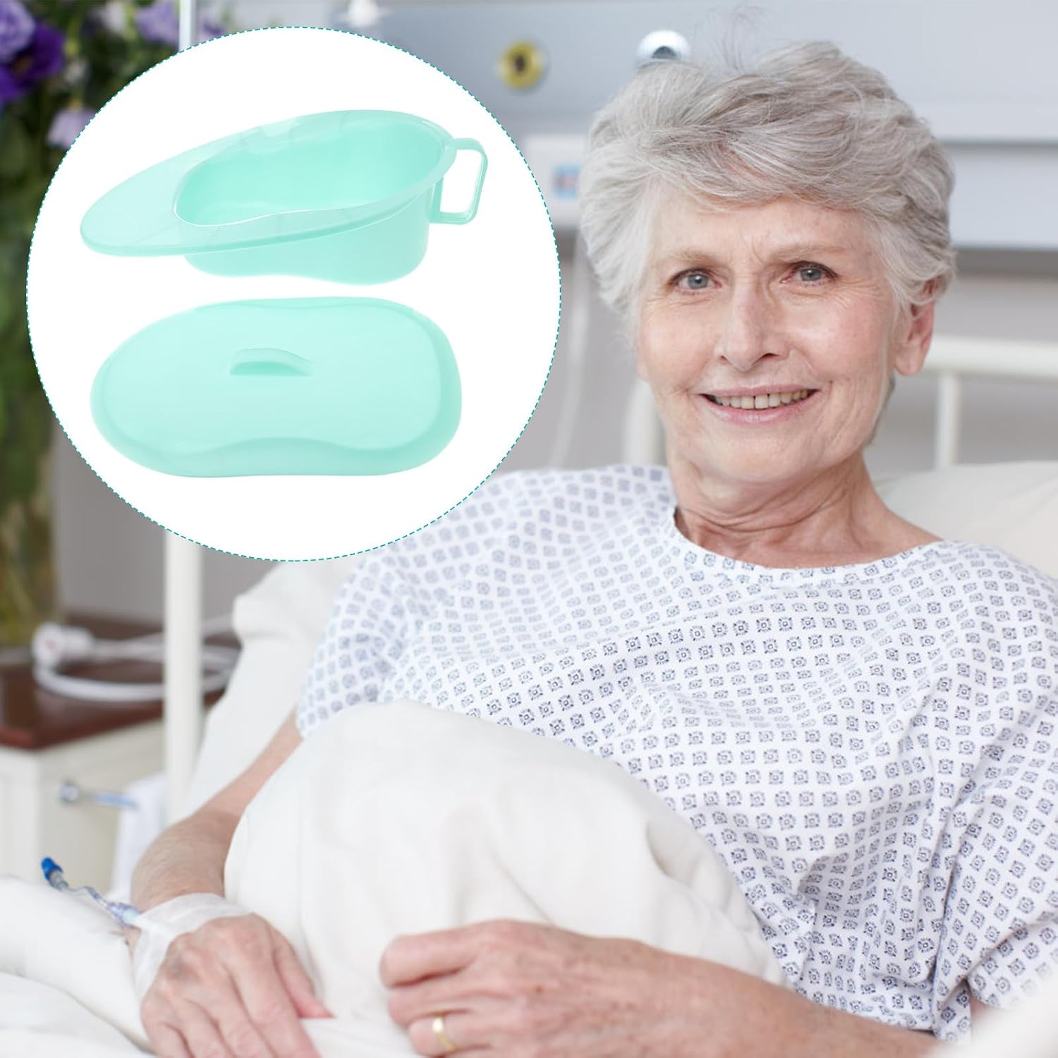 Horizontal Bedpan Urinal with Handle for Elderly and Pregnant Women, Plastic Patient Bedpan for Bedridden Use, Bathroom Safety Aid for Home and Care