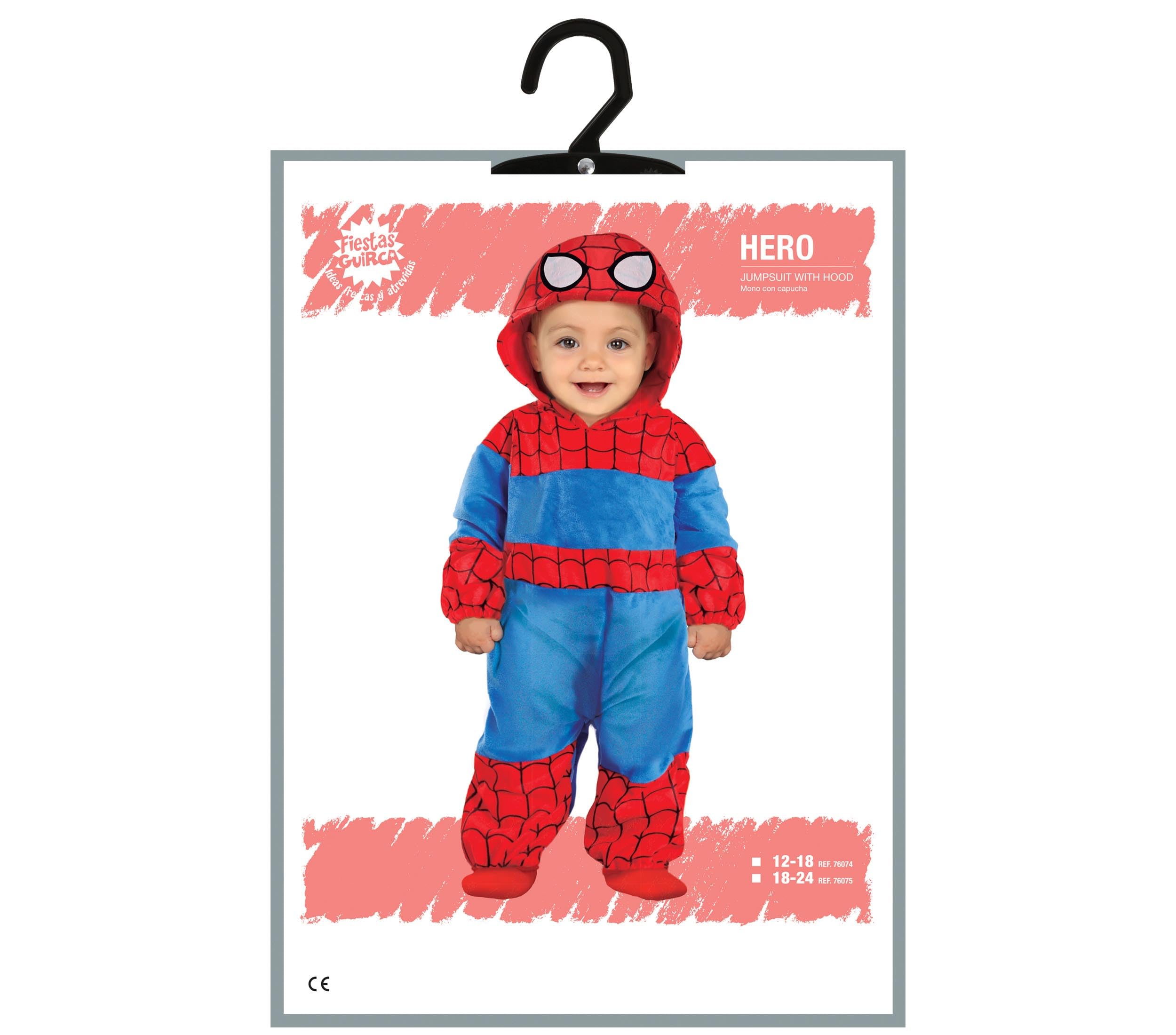 FIESTAS GUIRCA | Costume Baby Hero - Cappuccio e Tuta per Bebè e Bambini Piccoli - Costumi da Supereroi e Villain per Feste, Halloween e Carnevale - Blu e Rosso