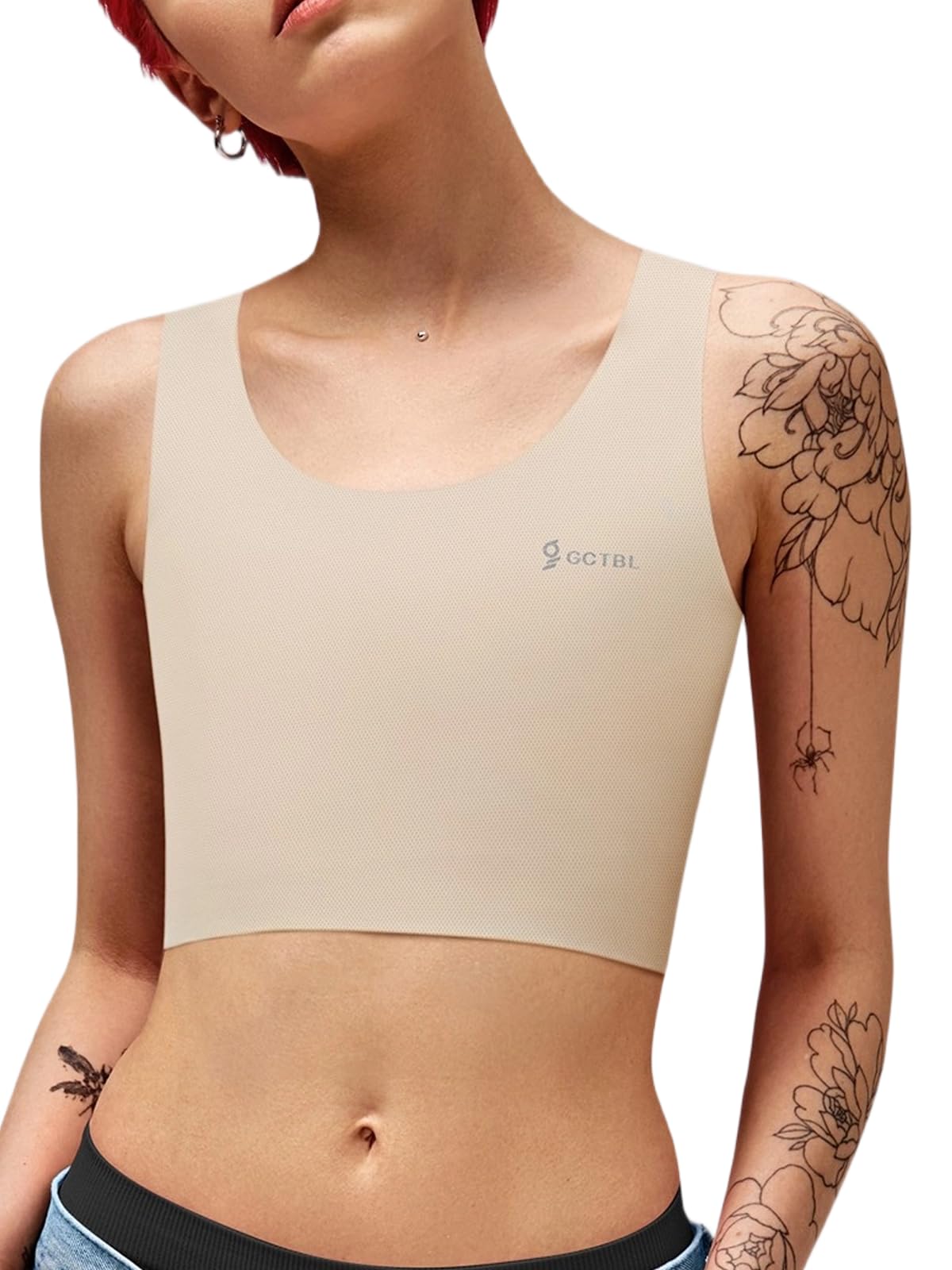 GCTBL Trans Binder Transgender FTM Brust Binder für Damen Atmungsaktive Halb Kompression BH