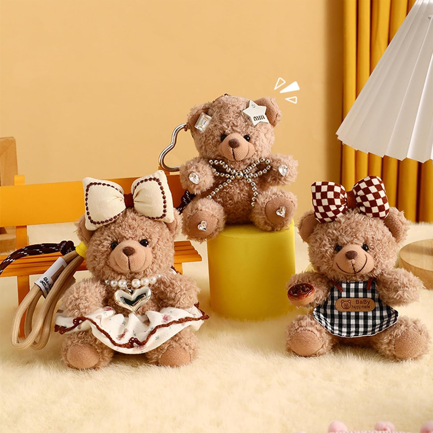 MECH-ENG Teddy Bear Bag Charms Plush Keychain Cute Purse Charms Handbag Accessory Gifts for Women image 2