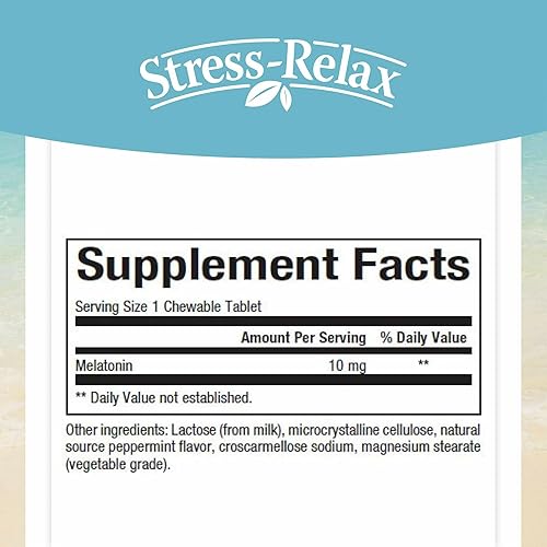 Miniatura 2 de Melatonina Stress-Relax 10 mg por Natural Factors, ayuda natural para dormir, restablece el ciclo de sueño-vigilia, 60 tabletas masticables (60