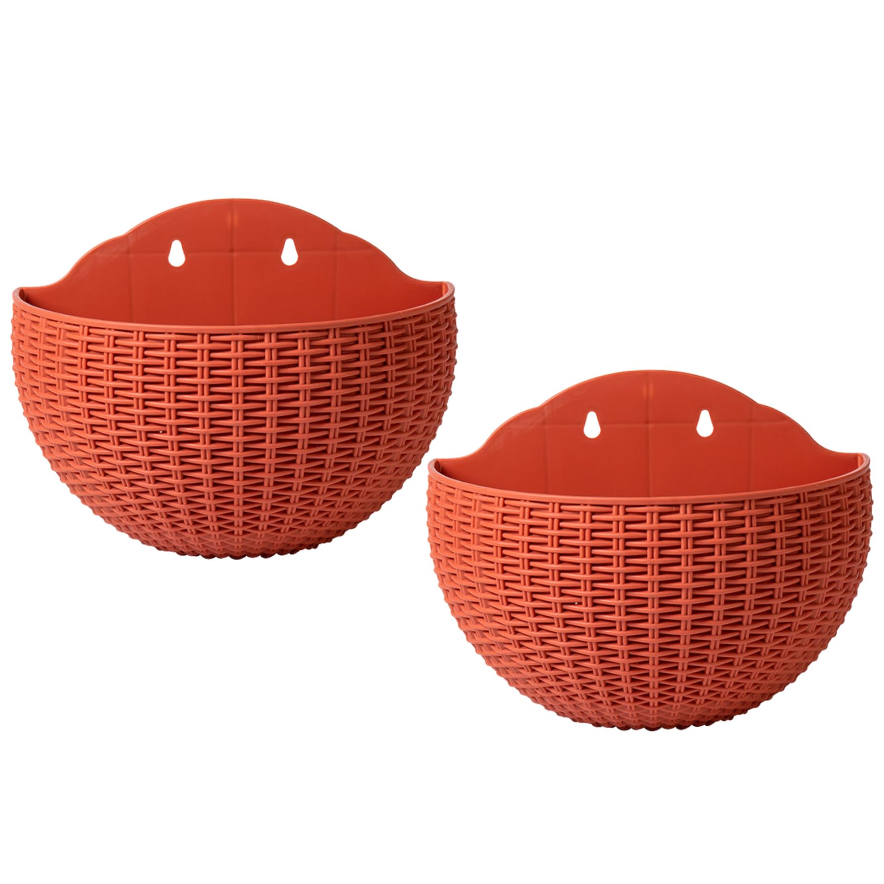 Jardinière murale anti-noyade lot de 2 pots suspendus rouge brique
