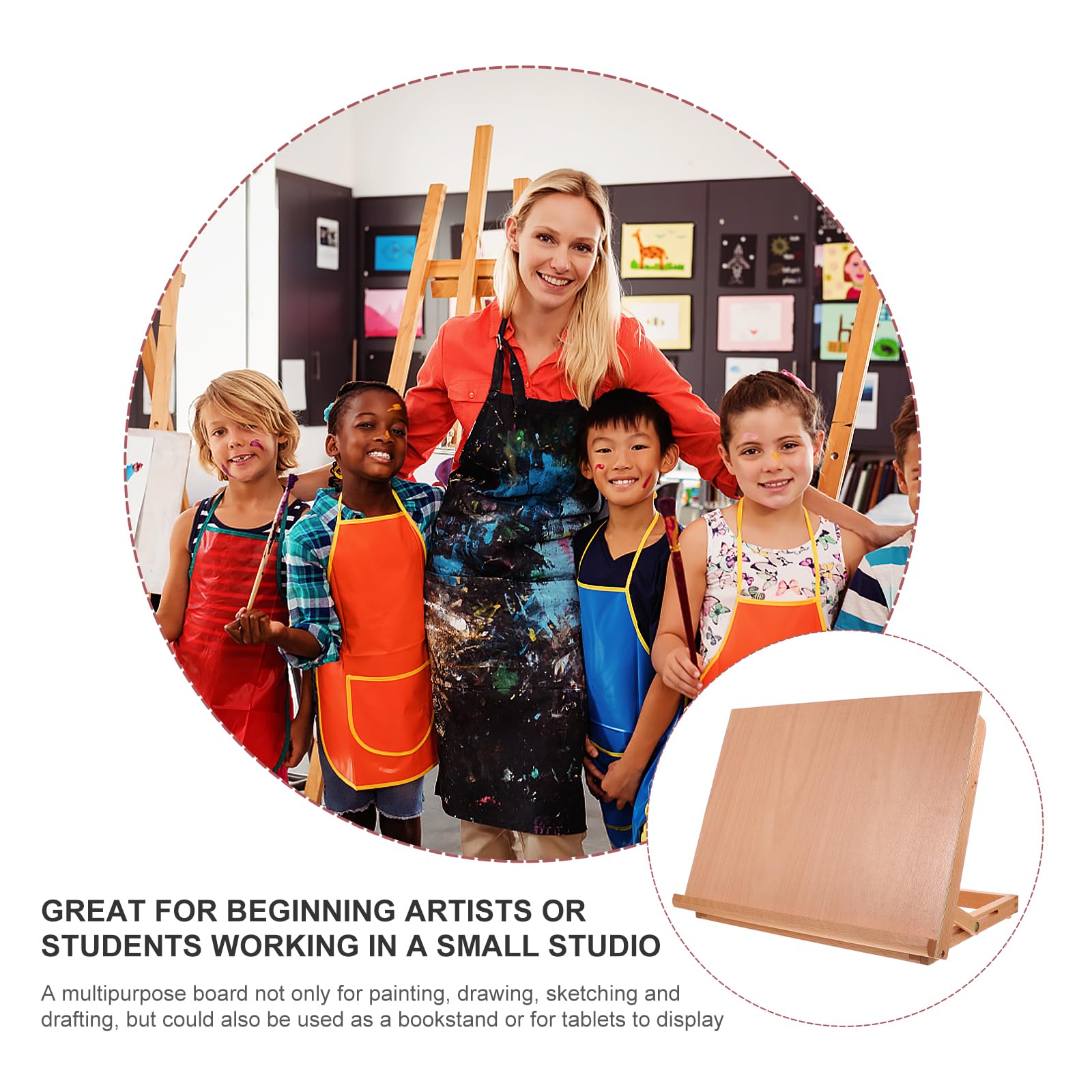 Cabilock Verstellbare Faltbar Massivem Holz Tischstaffelei aus Gemäldeständer Klappbarer Ergonomisch Geformt für Kinder und Künstler für Malen Am Schreibtisch