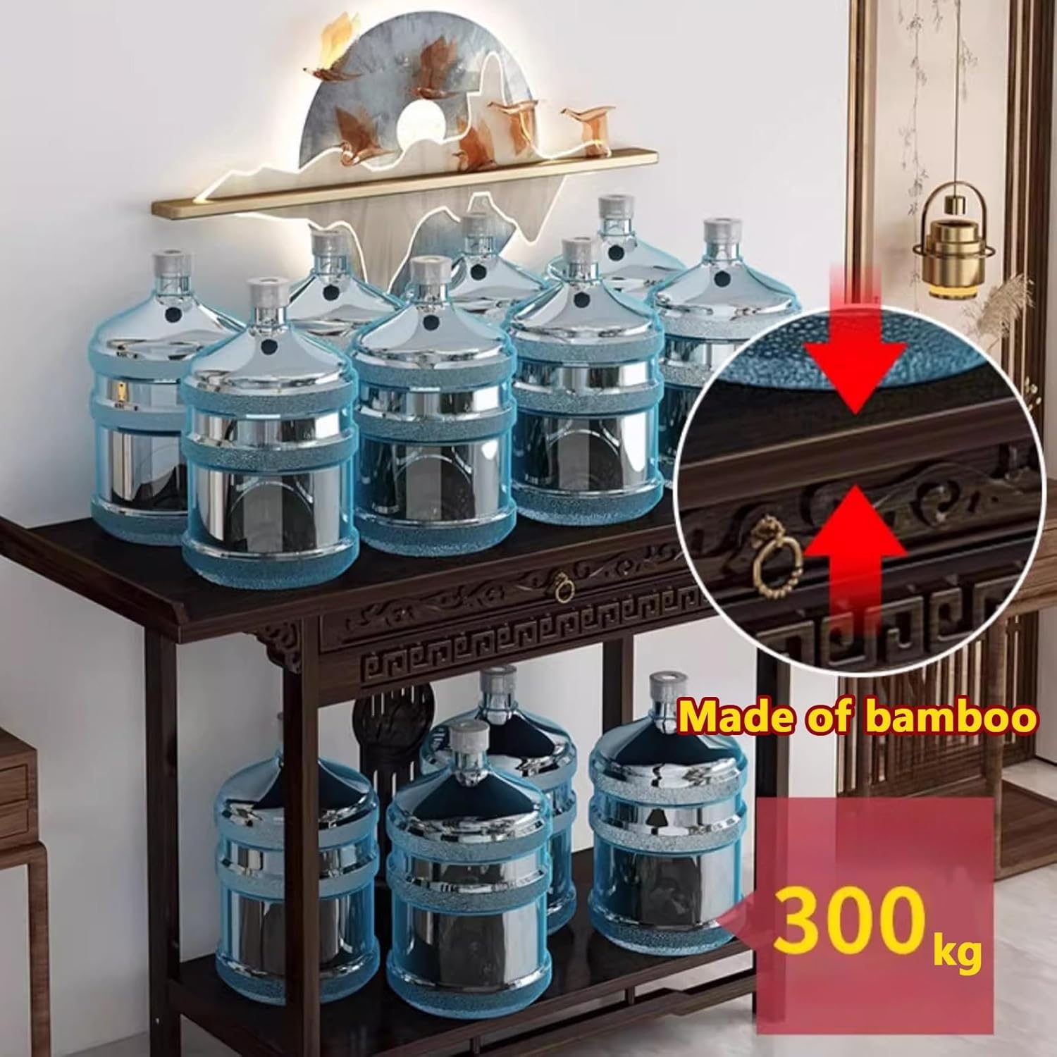 Shrine Altar Table, Chinese Cabinet Pedestal Offering Table, Prayer Meditation Tables with Storage, Bamboo Altars Cabinet for Small Spaces(80cm/31.5in)