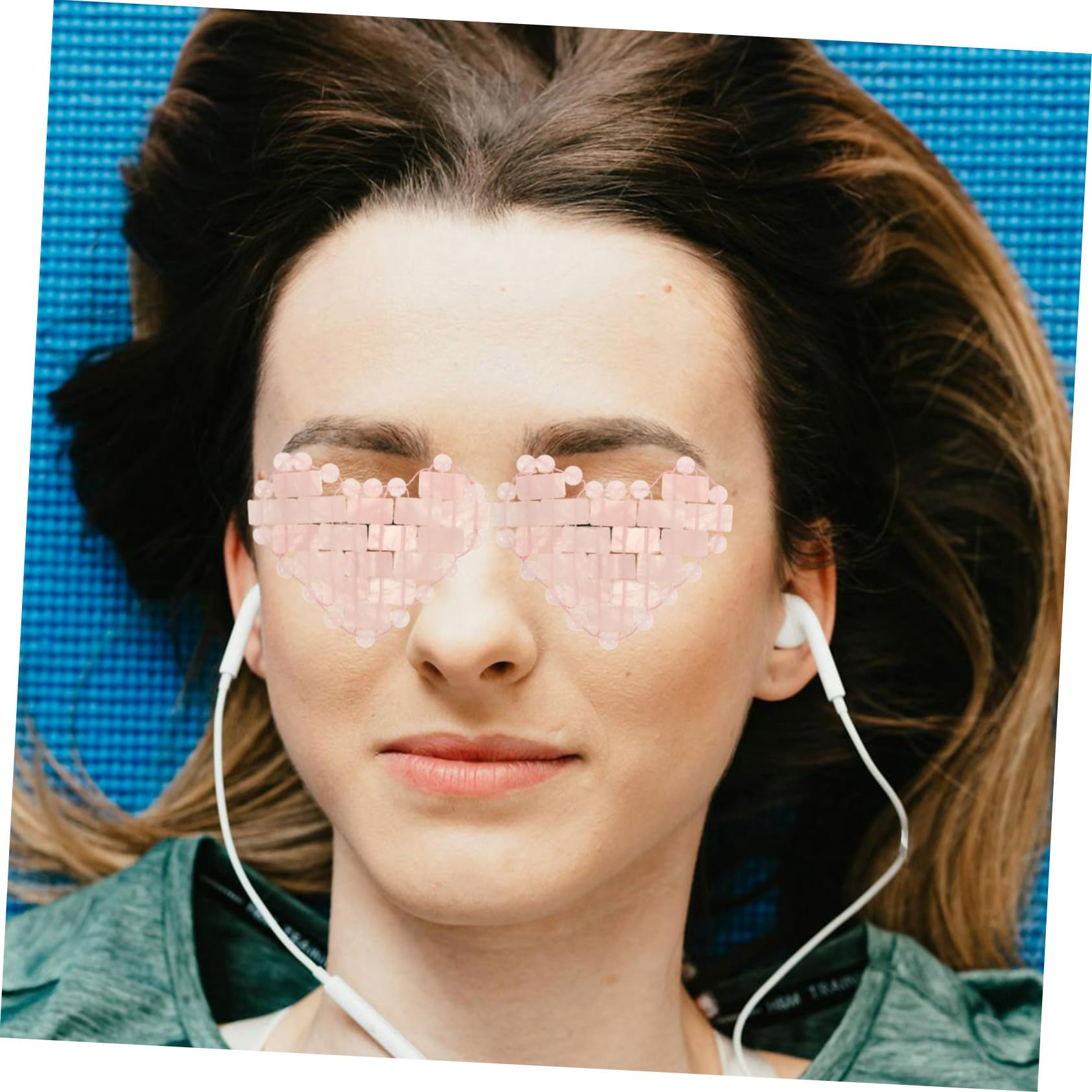 VICASKY Maschera Massaggio Rosa Forma Pietra e in di Occhi a Cuore Isolante Confortevole Oculare Rilassamento