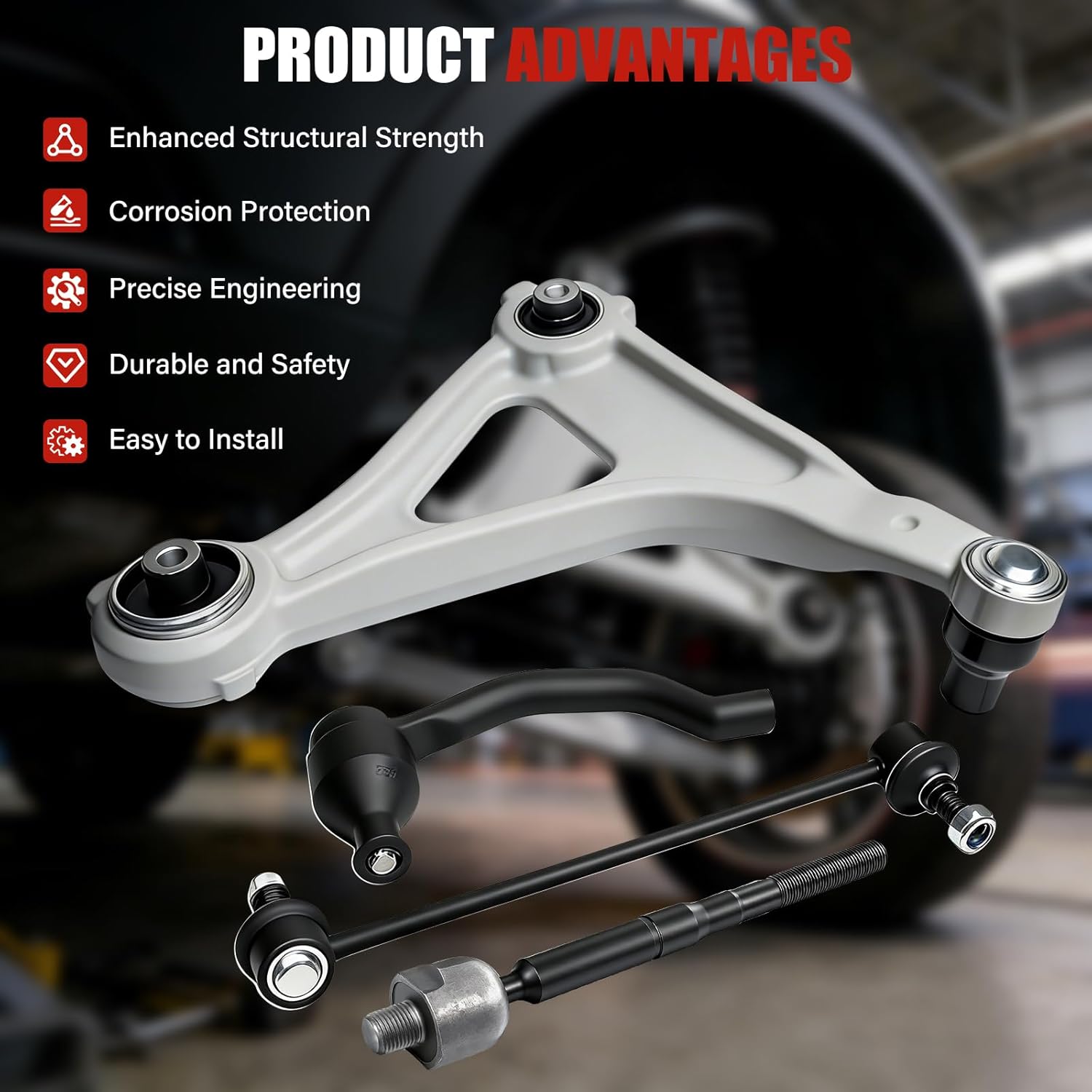 Front Lower Control Arm Suspension Kit 8pcs replacement for 2014-2018 Nissan Altima, 2013 Altima 4 Door Models, 2016-2023 Nissan Maxima, w/Ball Joint 2 Sway Bar Link 4 Outer & Inner Tie Rod End