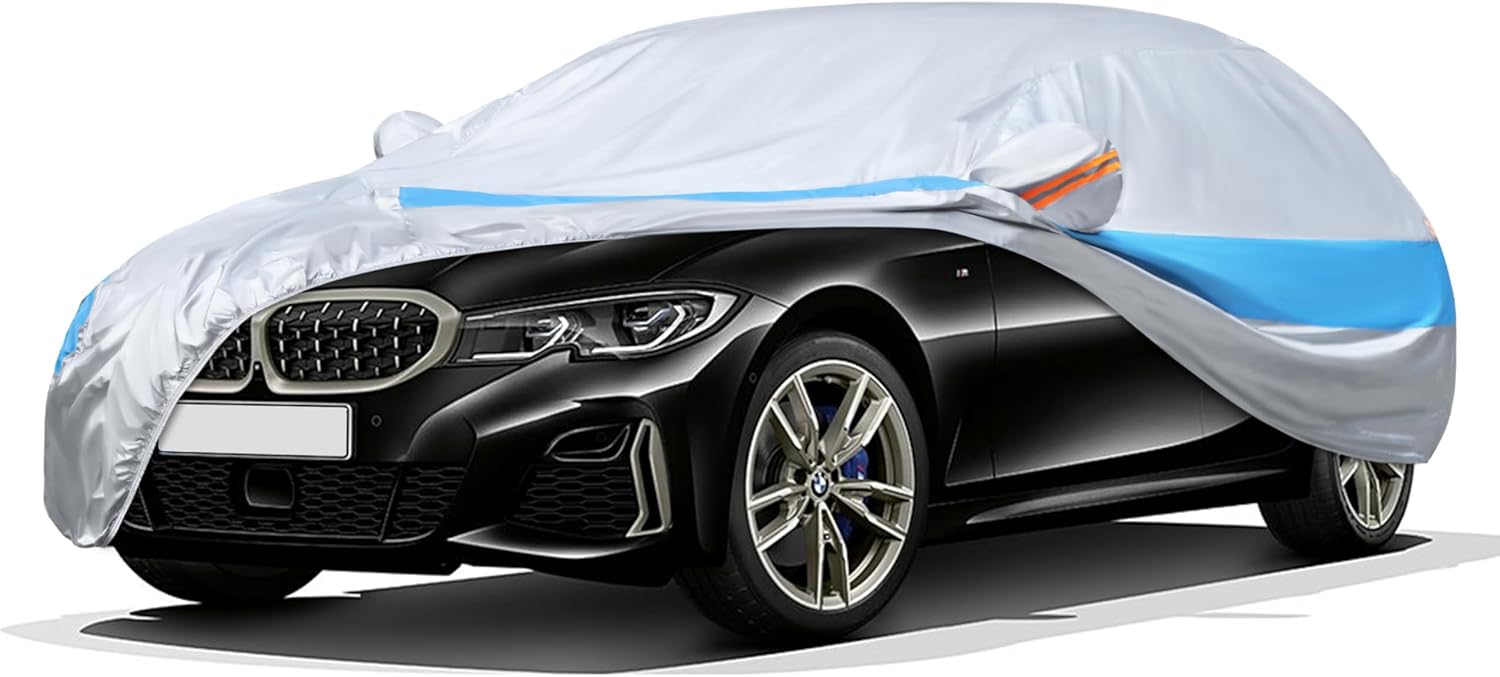 UV Protection Car Cover Windproof Dustproof Scratch Resistant Outdoor Universal Full Car Covers (Sliver, Fit SUV-Length(189-200 inch)