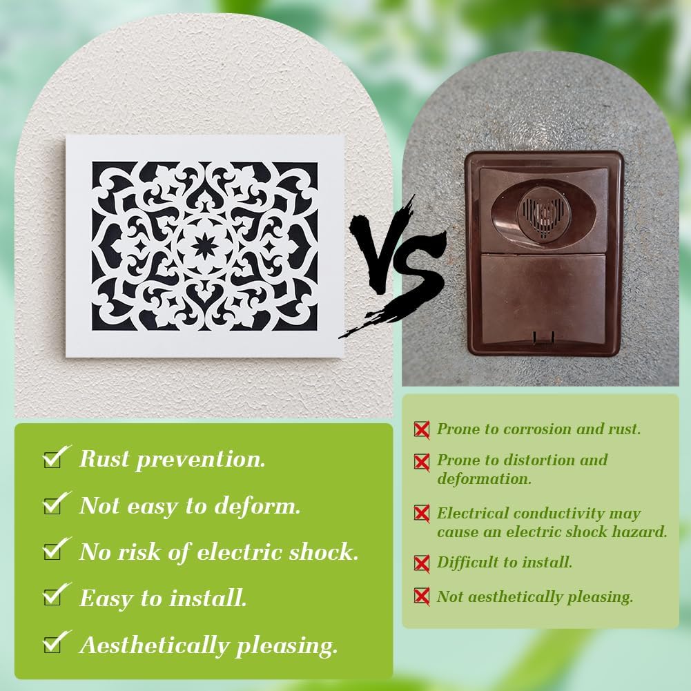 CUTHOLLOW Doorbell Chime Box Cover Plate for Wall Inside, Outer 9.84x7.87in Inner 8.58x6.38in Decorative Wooden Doorbell Transformer Cover for Home Upgrade Outdoor Indoor, White Mandala Lotus Pattern