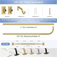 Vista 8 de Barras de Cortina Envolventes Doradas de 28 a 48 Pulgadas: Barra de Cortina de Ventana Ajustable de Servicio Pesado Opaca para Oscurecimiento