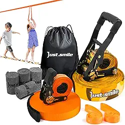 Slackline Kit Slakcline mais longo de 19,8 m com protetores de árvores, treinador de braço e bolsa de transporte, linhas de folga para quintal para crianças e adultos
