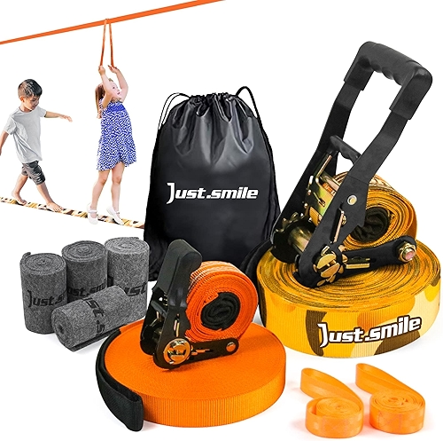 Slackline Kit Slakcline mais longo de 19,8 m com protetores de árvores, treinador de braço e bolsa de transporte, linhas de folga para quintal para crianças e adultos