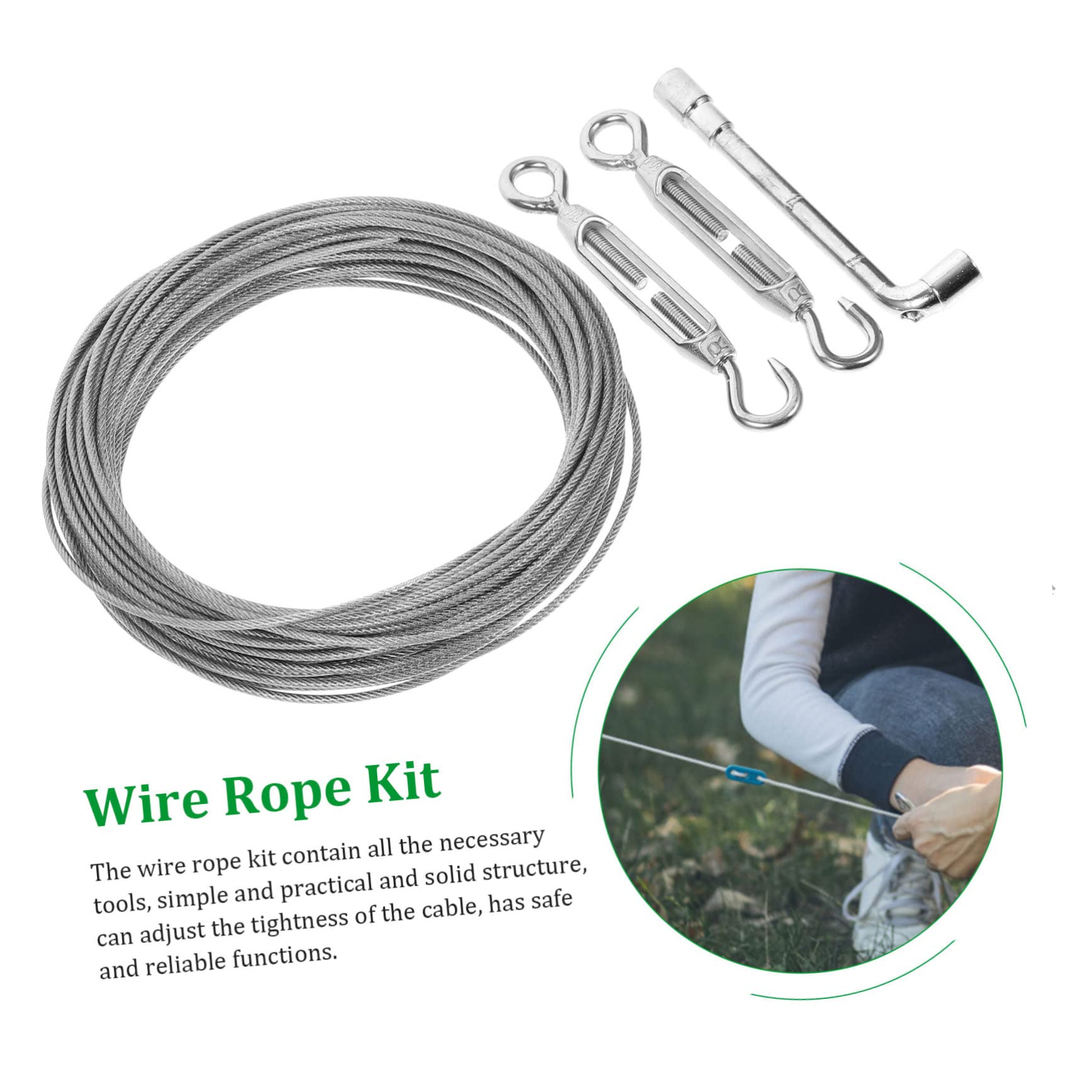 1 Set Wire Rope Kit Wire Rope Tensioner Kit Turnbuckle Wire Rope Steel Wire Cable Rope Steel Wire Rope Heavy Duty Wire Rope Turnbuckle Wire Tensioner Kit Silver Stainless Steel CHILDWEET