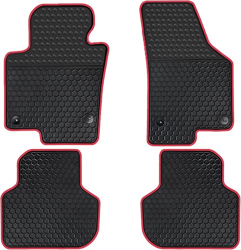 Alfombrillas de coche personalizadas para Volkswagen VW Jetta 2010-2018 Sedán, color negro y rojo, de hule, forro para automóvil, protección contra
