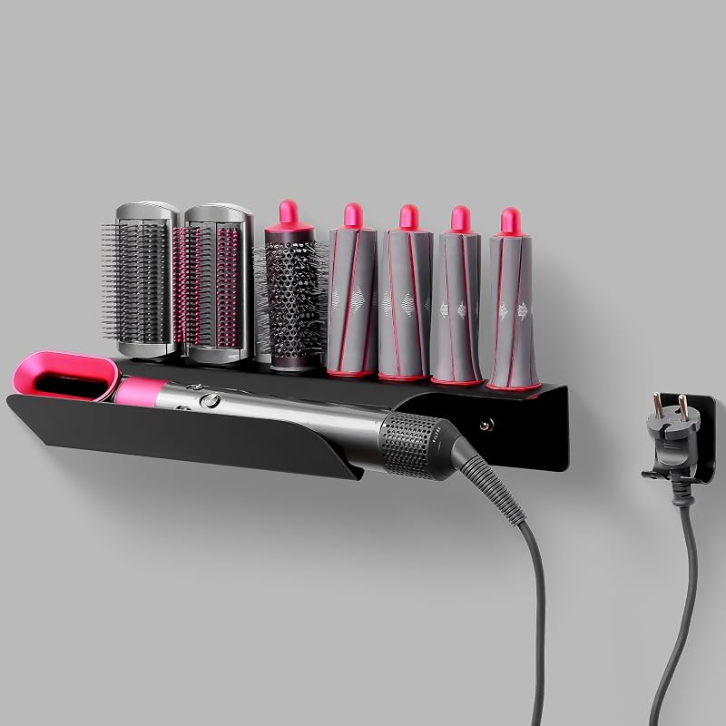 BootyBay Fali Hajszárító Tartó - Dyson Airwrap Kompatibilis, Fúrás Nélküli Rögzítés, Erős Öntapadós Koronggal, Nedvességálló, 39x17,5x7 cm