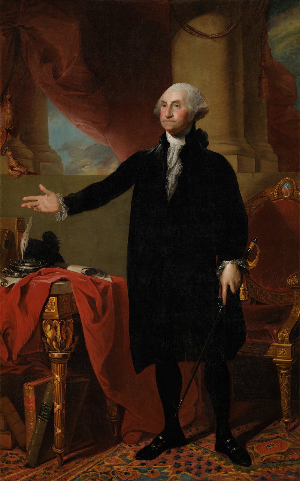 Cuadro histórico de George Washington para decorar despachos con marco marrón