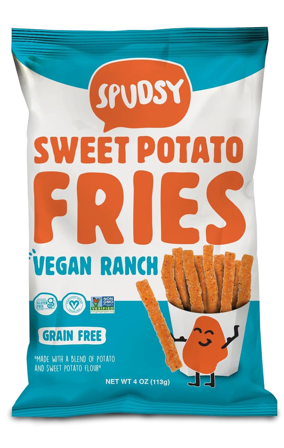 Spudsy Zesty Ranch Sweet Potato Fries | Vegan, Gluten Free Veggie Straws | Plant-Based, Top-9 Allergen-free, Non-GMO, Kosher, Superfood Snack | 6 Pack, 4 oz Bags