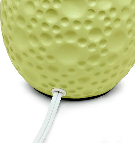 Miniatura 7 de Simple Designs LT2003-GRN Lámpara de mesa ovalada de cerámica de estuco texturizado con pantalla de tela blanca, verde