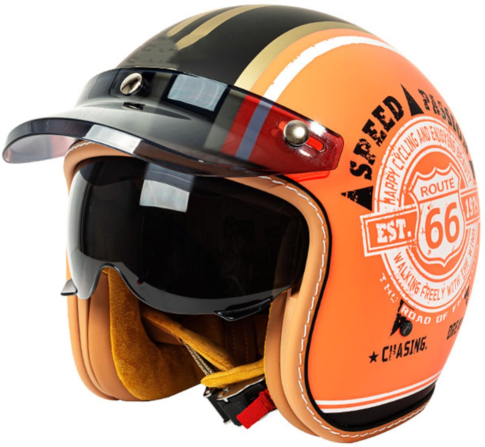 Casco Jet Moto Caschi Motorino Vintage, Scooter Moto Casco, Caschi Cromwell Moto Omologato DOT/ECE Casco Per Adulti Per Moto Chopper Scooter Motorino Per Adulti Uomini Donne