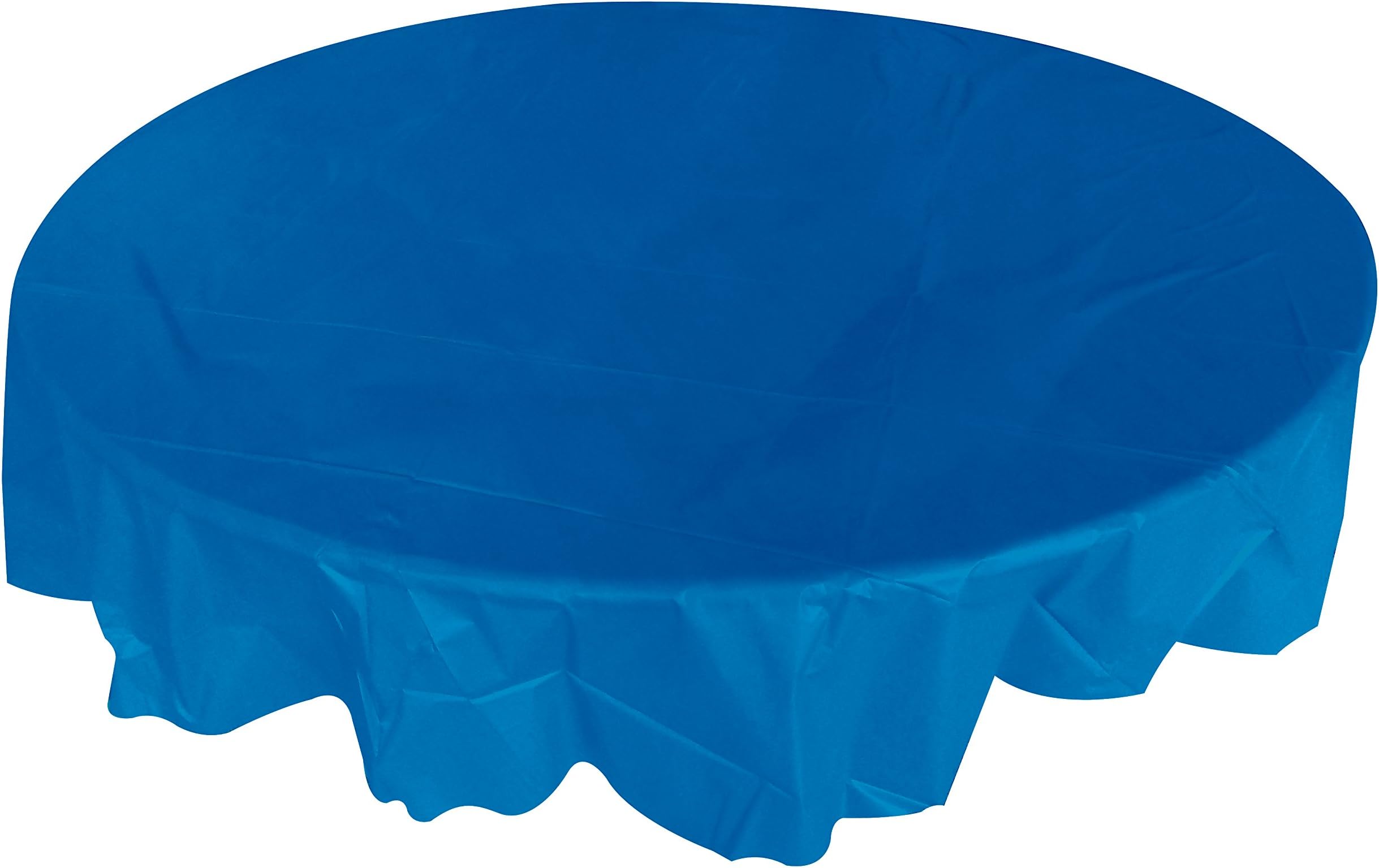 8-Pack Plastic Table Cover. 84 Inch. Round.Solid Color-Dark Blue