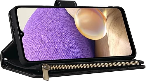 Miniatura 3 de Asuwish Funda compatible con Samsung Galaxy A32 4G de 6.4 pulgadas y protector de pantalla de vidrio templado, funda de cuero con tapa para