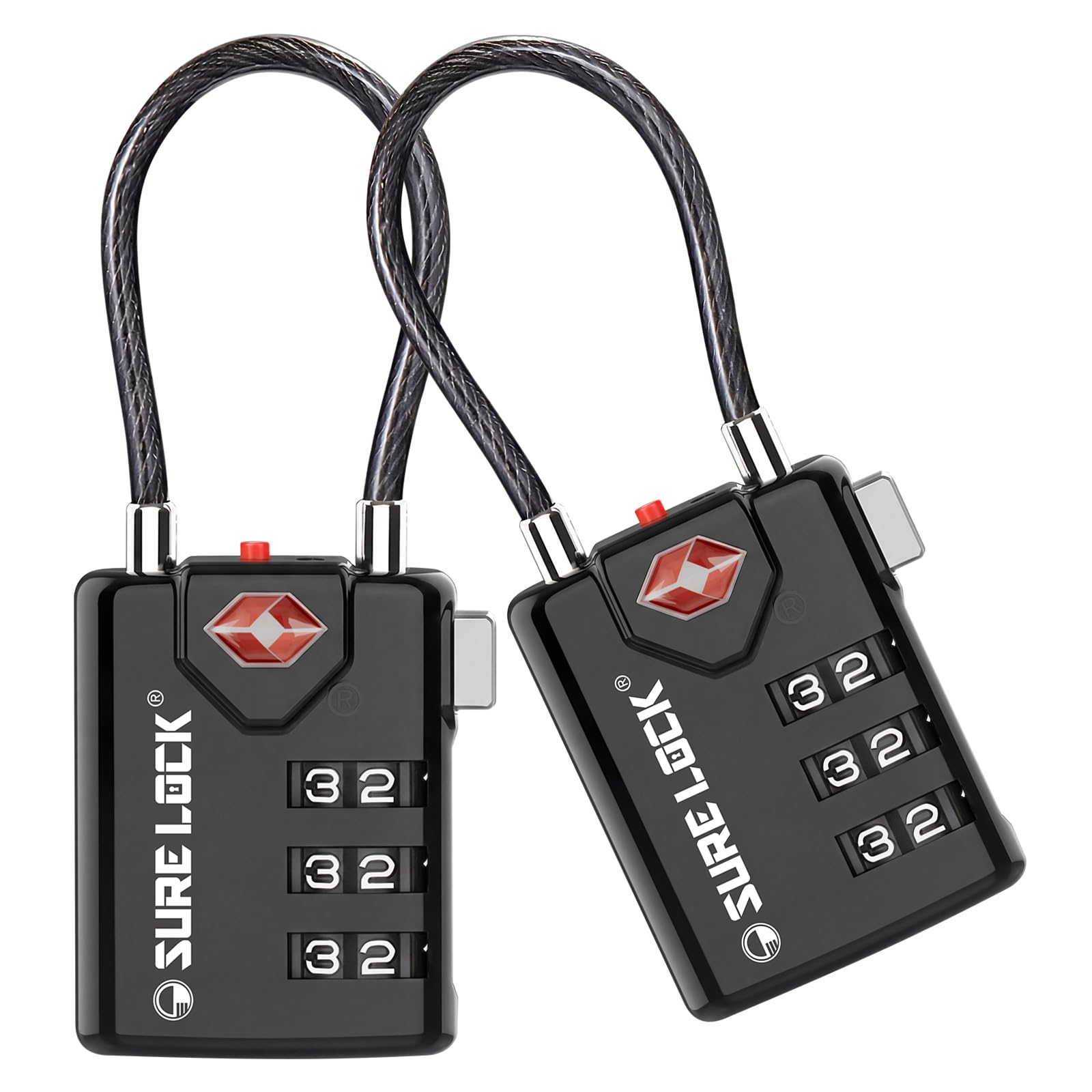 SURE LOCK TSA-Approved Luggage Locks (2-Pack)