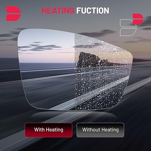 Vista 38 de BDFHYK Espejo retrovisor - Compatible con VW e-Golf, Golf R, Jetta y más - Espejo retrovisor convexo (lado derecho)