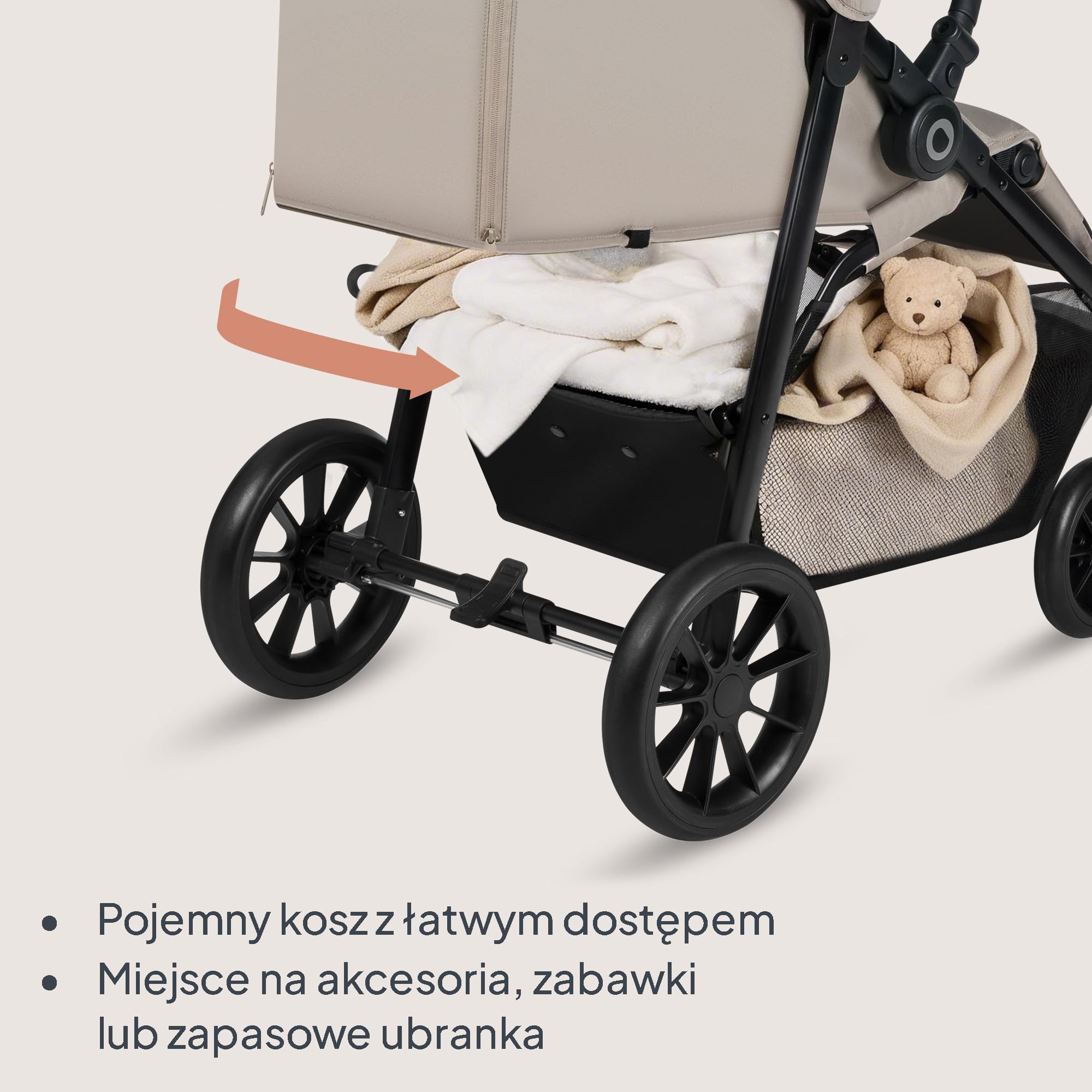 Lionelo Emerald Buggy do 22 kg, 6 miesięcy – 4 lata, koła EVA 360° ze sprężyną, składane jedną ręką, powierzchnia do leżenia 91 cm z regulowanym oparciem, wodoszczelny daszek UPF50+, duży koszyk na