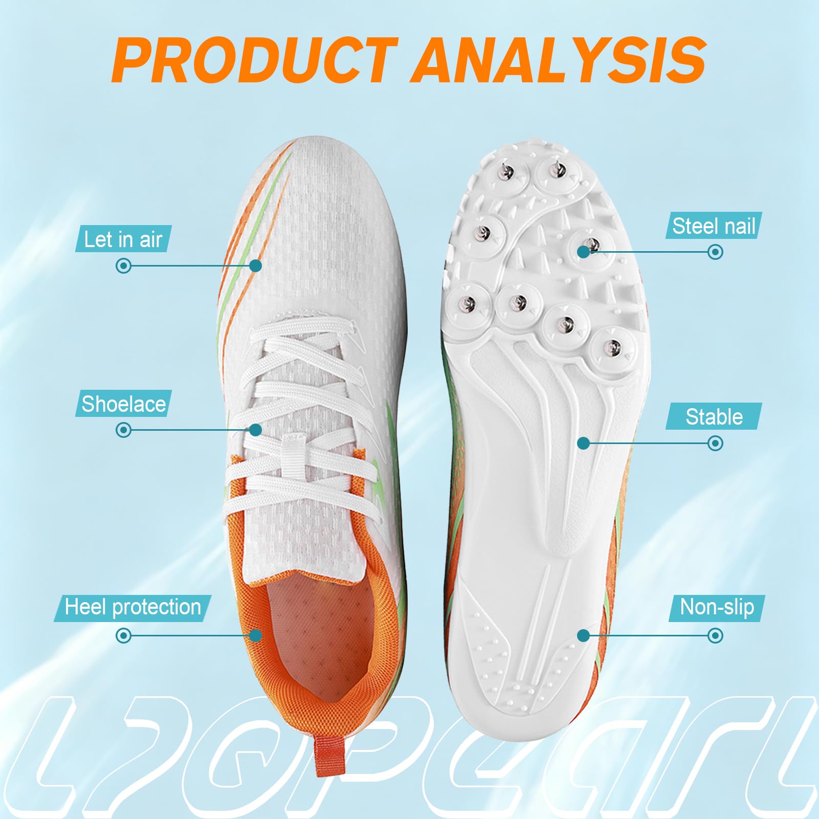 LZQpearl Zapatos de atletismo, zapatillas de atletismo unisex para hombre y mujer, atletismo de 8 uñas, zapatillas cómodas para sprint, correr, salto largo