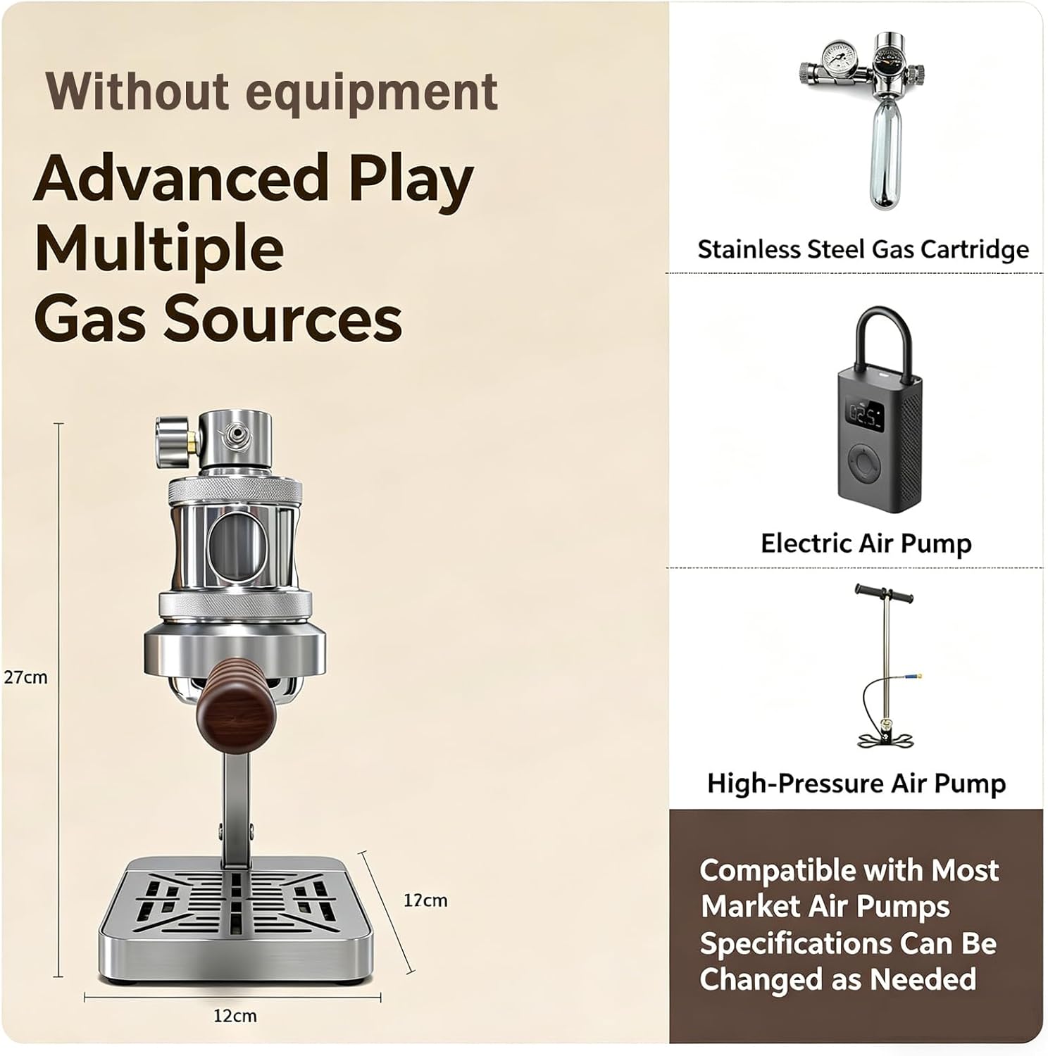 1-16 Bar Pneumatic Manual Espresso Machine, Portable Variable Pressure Espresso Coffee Maker, Professional Coffee Makers For Home, Stainless Steel, For Home, Office