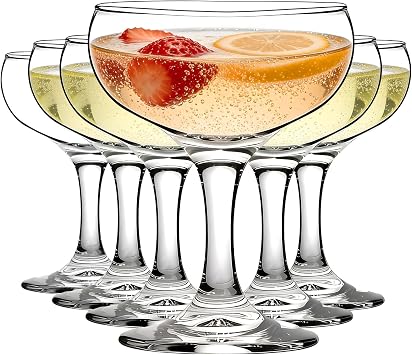 6 X 150ml Espresso Martini Glass Set, Glass Saucers Champagne Drinking Glasses Perfect for Home Bar Parties and Entertaining Ideal Martini Glass Set for Cocktail Lovers
