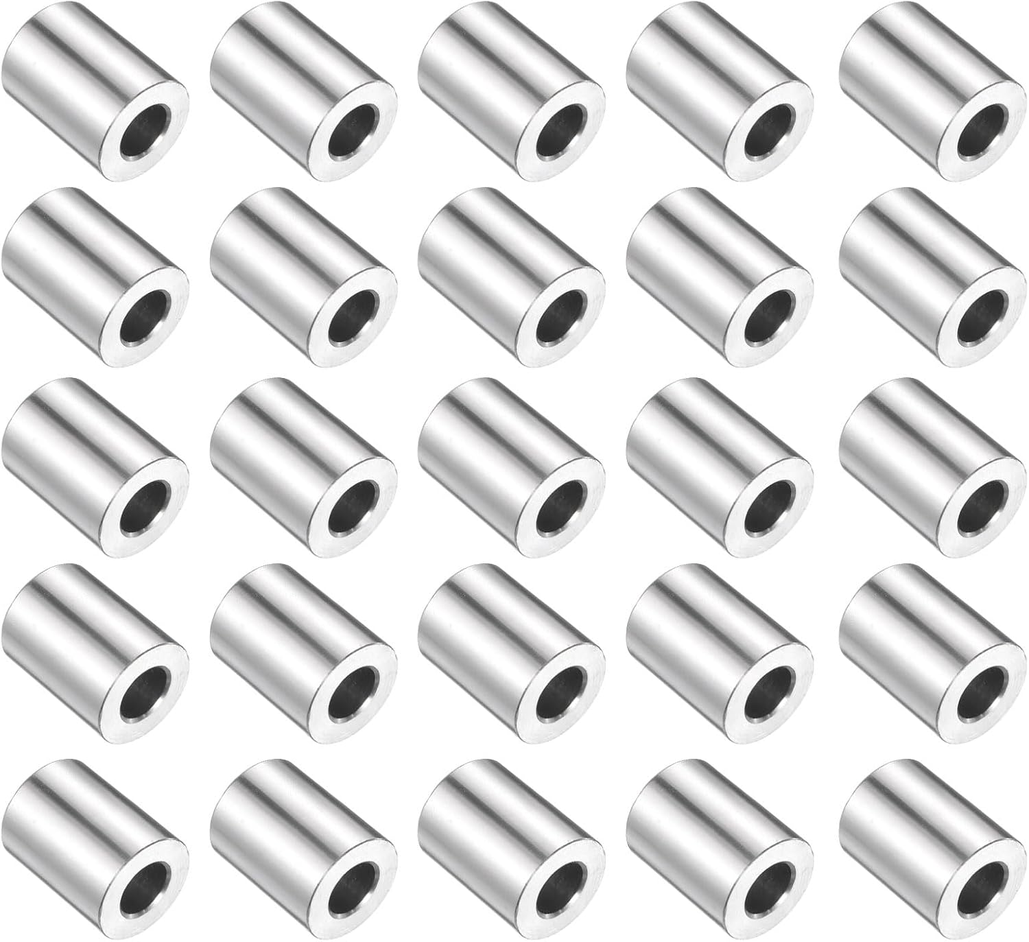 uxcell 25pcs Stainless Steel Spacer 3/8" Bore x 3/4" OD x 13/16" Length Screw Bushing Plain Finish Round Metal Spacer for M10 Screws Bolts and Rods