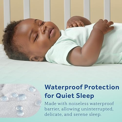Miniatura 6 de Sealy Baby Funda protectora de colchón impermeable para cuna, protector de colchón para cuna, sábana bajera para niños y niñas, sin ruido y lavable