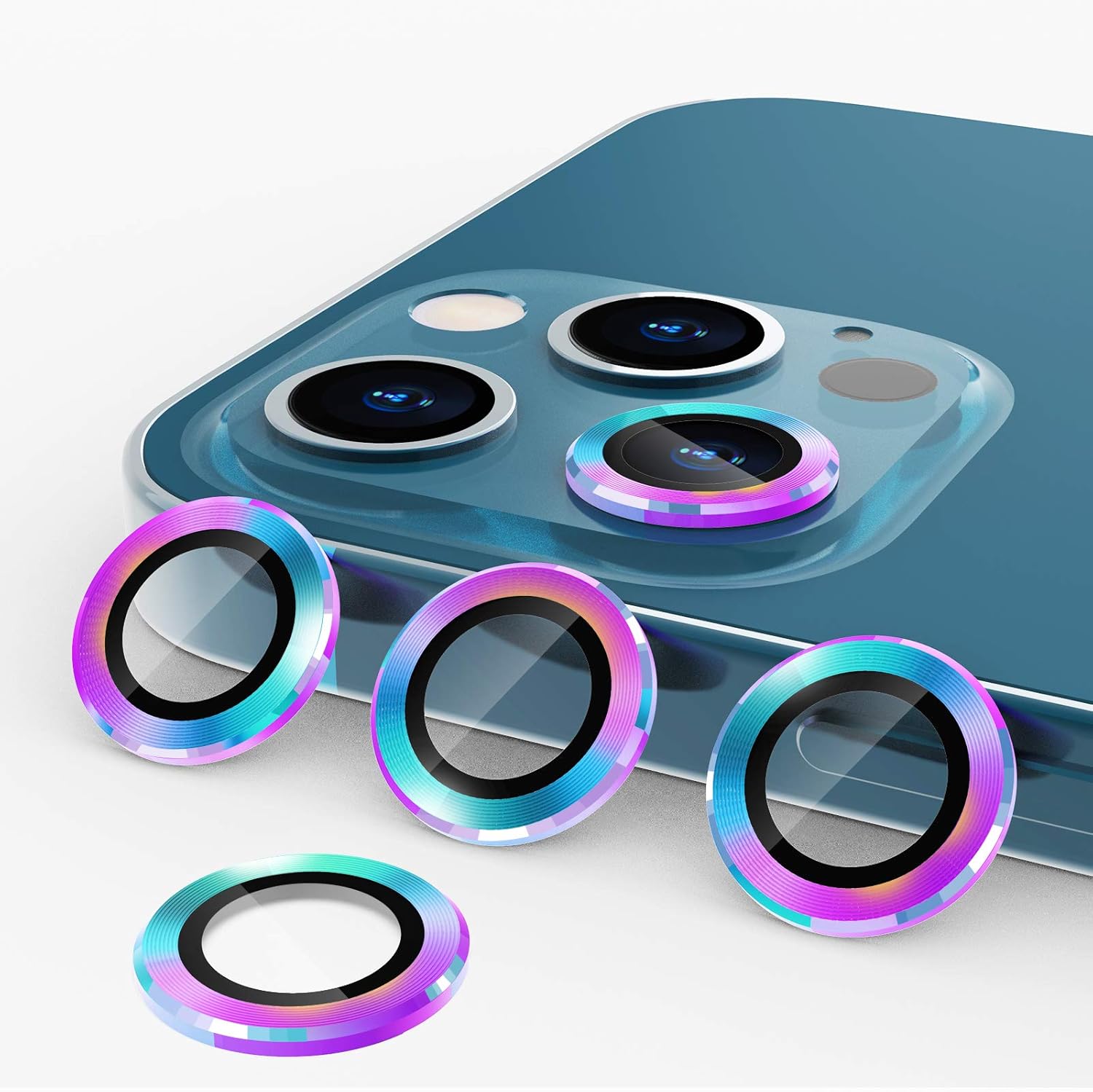 Amazon Com 4 Pack Cloudvalley For Iphone 12 Pro Max Camera Lens Protector Stylish Rear Camera Cover Premium Tempered Glass Aluminum Alloy Lens Ring Cover Film Multicolor Cell Phones Accessories